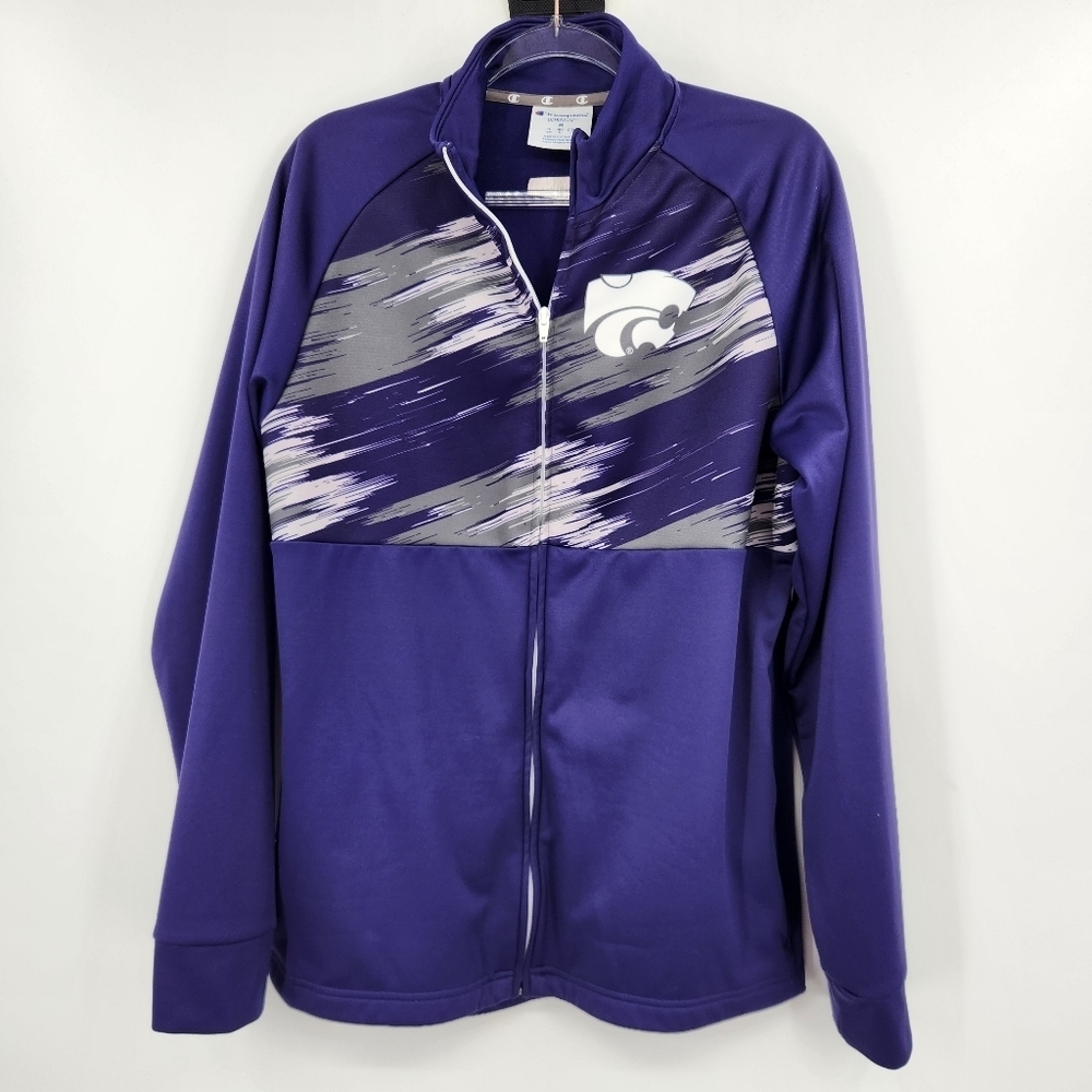 Champion K-State Full Zip Jacket Hoodie Unisex Adult Size Medium Purple Pockets